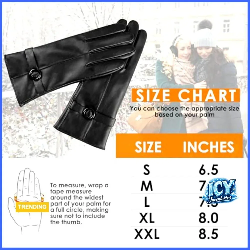 Winter Touchscreen Leather Gloves Lambskin Warm Driving X-Large
